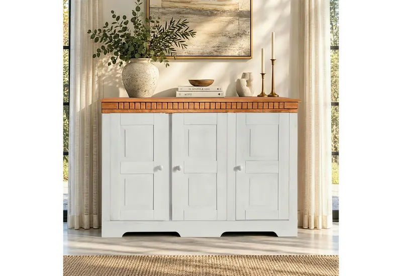 OTTO home Sideboard Lisa, Kommode aus massivem Kiefernholz, Breite 158,5 cm, Weiß, – Produktbild 2 von 7