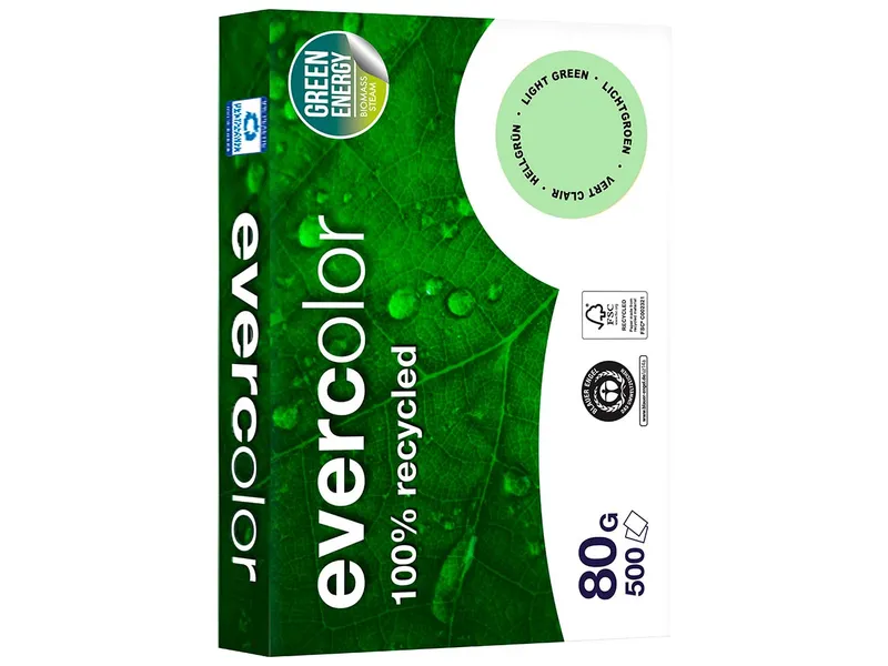 Clairefontaine 500 Blatt Clairfontaine Farbiges Recycling-Kopierpapier 'Evercolor' hellgrün, 80g, DIN A4 – Produktbild 1 von 1