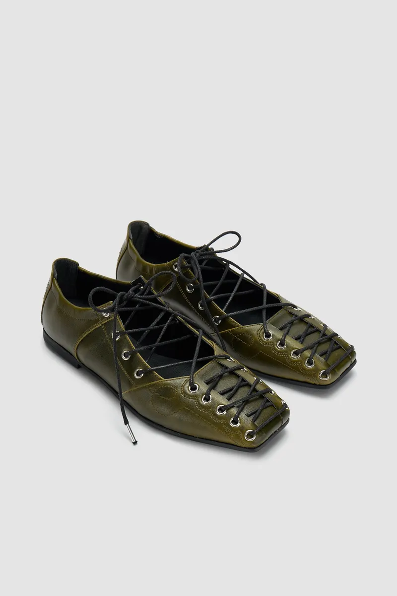 Prev Prev Damen vegan Ballerinas Mae Olea Oliv, Olivgrün, – Produktbild 2 von 2