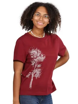 Life-Tree Life-Tree Shirt aus Biobaumwolle Fairwear für Damen "Kiefer" in Burgund Rot – Produktbild 1 von 1