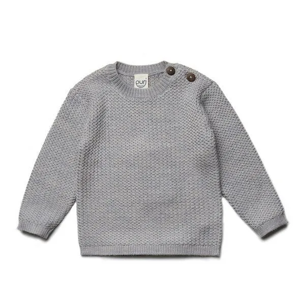 Puri Organic Puri Organic Kleinkinder Pullover Struktur Merinowolle, Steingraumelange, – Produktbild 1 von 2