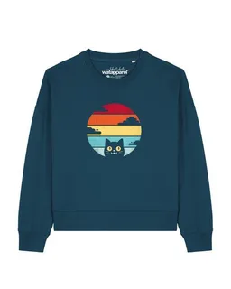 watapparel watapparel Sweatshirt Frauen Retro Sunset Cat – Produktbild 1 von 1