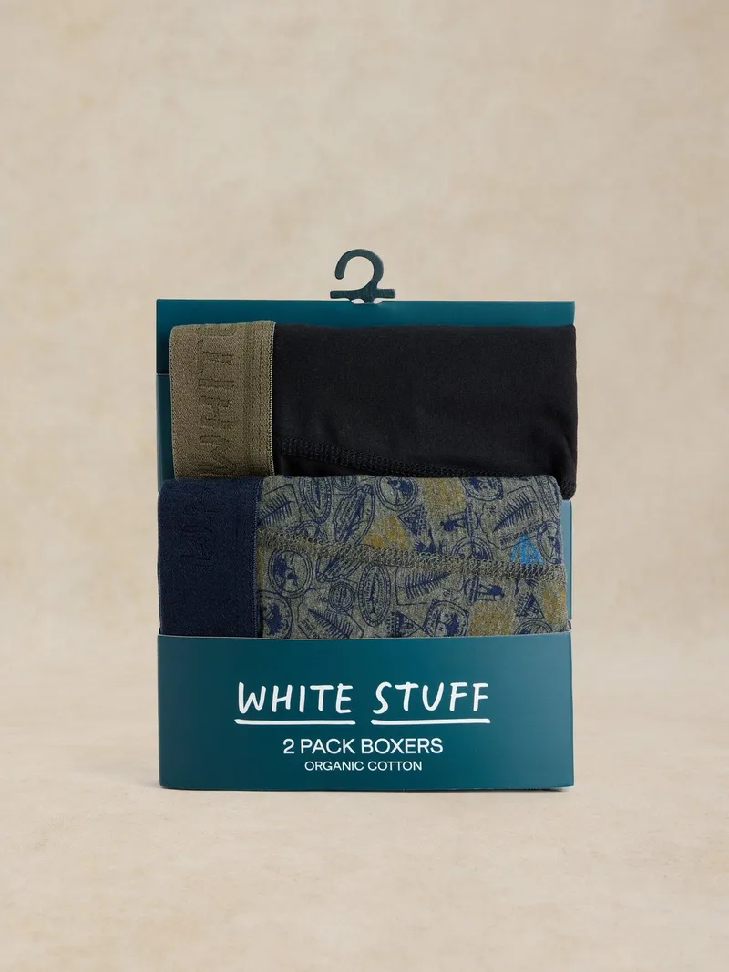 White Stuff Boxershorts Hove Doppelpack - L, Grau print, – Produktbild 1 von 4