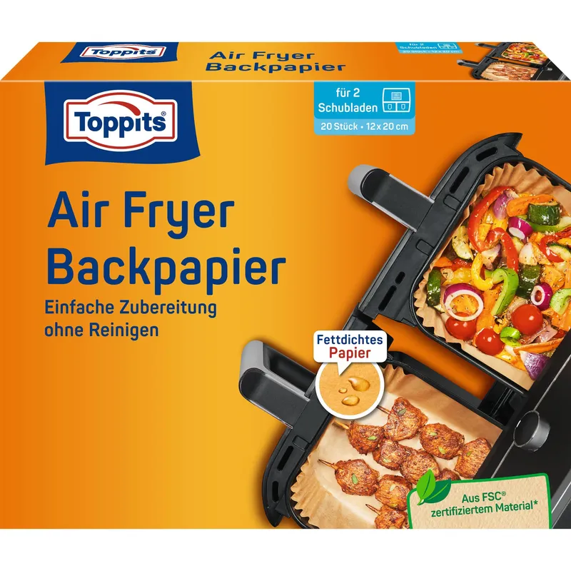 Toppits Toppits Backpapier für Air Fryer, eckig, 20 Stk. – Produktbild 1 von 3