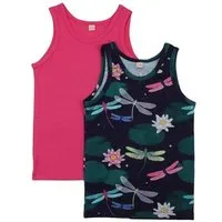 Walkiddy Unterhemd Pink-Dunkelblau Bunte Libellen-Allover Bio-Baumwolle GOTS – Walkiddy – Produktbild 1 von 1