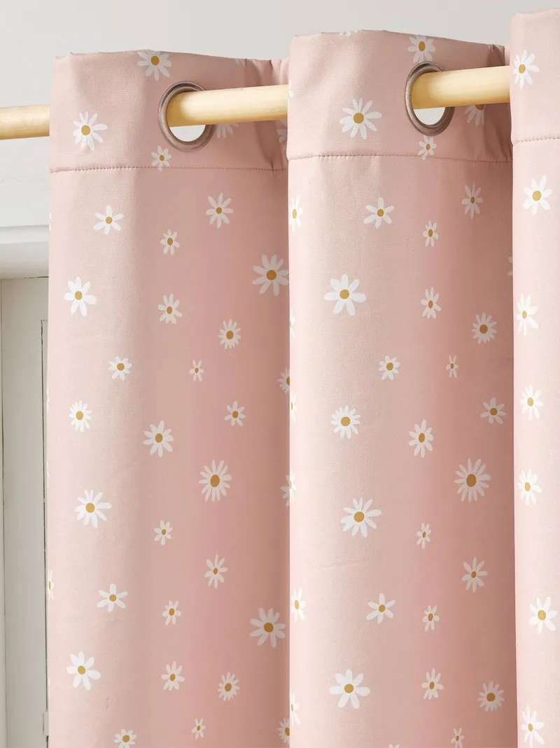 Vertbaudet Thermo-Verdunkelungsvorhang MARGERITEN mit Ösen blickdicht Kinderzimmer hell, Hellrosa, – Produktbild 3 von 4