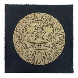 Veskor Cassiopeia Veskor Cassiopeia TIKI VIRACOCHA Heilige Geometrie Linoldruck | 22 × 22 cm | Gold auf Schwarz – Produktbild 1 von 1