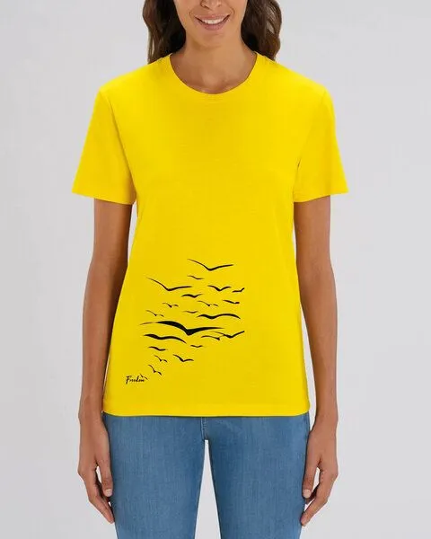 Human Family Human Family Bio Unisex T-Shirt "Create - Free Birds" in verschiedenen Farben, Goldgelb, – Produktbild 3 von 4