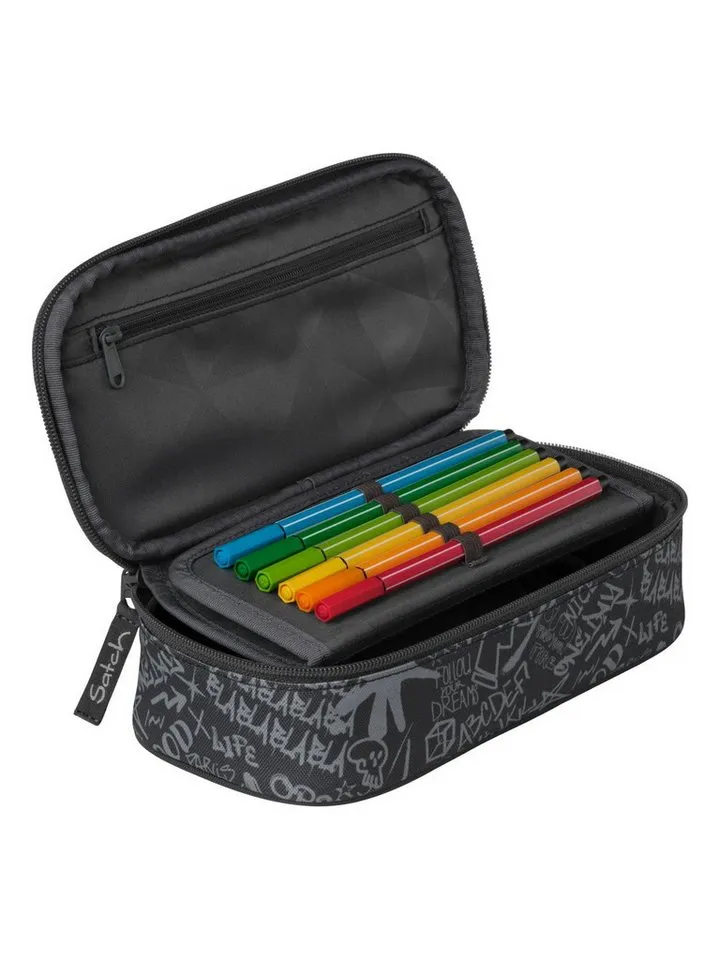 Satch Satch Federmäppchen Schlamperbox, (1-tlg), inklusive Geodreieck und Stundenplan, Grau, – Produktbild 5 von 6