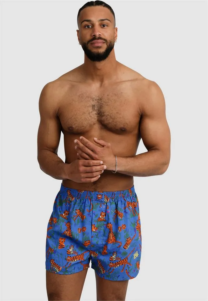 Lousy Livin Lousy Livin Boxershorts Tiger mit lockerem Schnitt, Blau|orange, – Produktbild 3 von 5