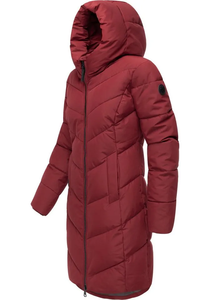 ragwear ragwear Steppmantel Natalin YOUMODO Warmer Damen Wintermantel mit V-Steppung und Kapuze, Rot, – Produktbild 3 von 4