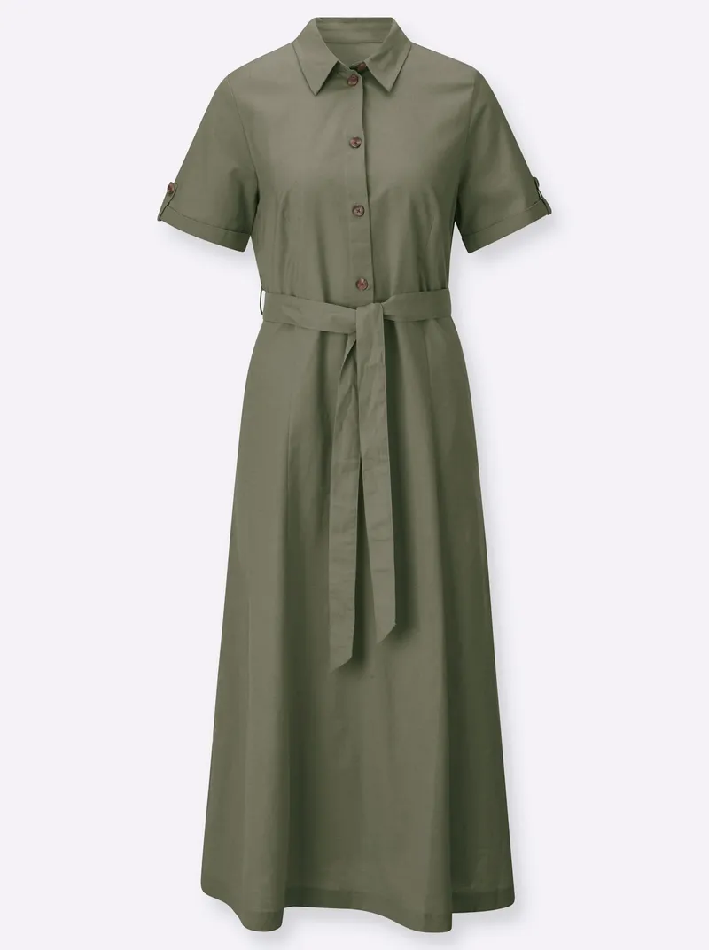 Witt Hemdblusenkleid khaki, Khaki, – Produktbild 1 von 2