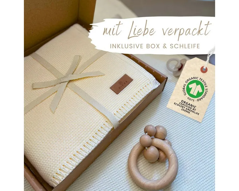 Babydecke DIKOS® Baby Decke für Neugeborene aus *100%* Bio Baumwolle, DIKOS, Kuscheldecke PREMIUM Qualität Geschenk zur Geburt, atmungsaktiv, clean, Weiß, – Produktbild 2 von 5