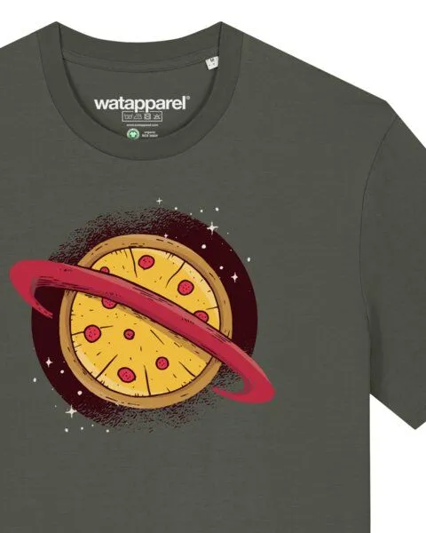 watapparel watapparel T-Shirt Unisex Pizza Planet, Khaki, – Produktbild 3 von 3
