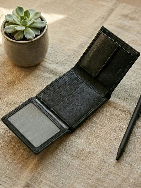 Will's Vegan Shop Will's Vegan Shop US-Münzgeldbörse Billfold mit drei Fächern Schwarz Herren, Schwarz, – Produktbild 2 von 3