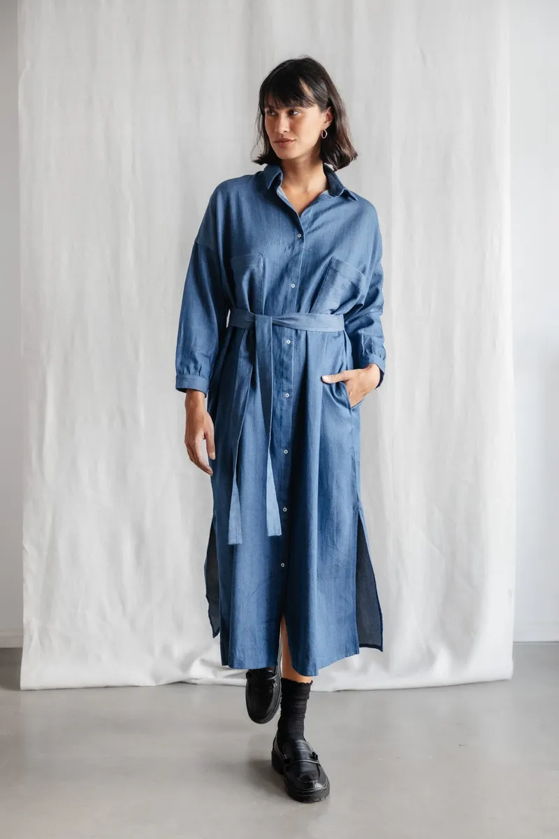 Jyoti - Fair Works Jyoti - Fair Works Damen vegan Kleid Ananya Denim Blau, Blau, – Produktbild 1 von 1