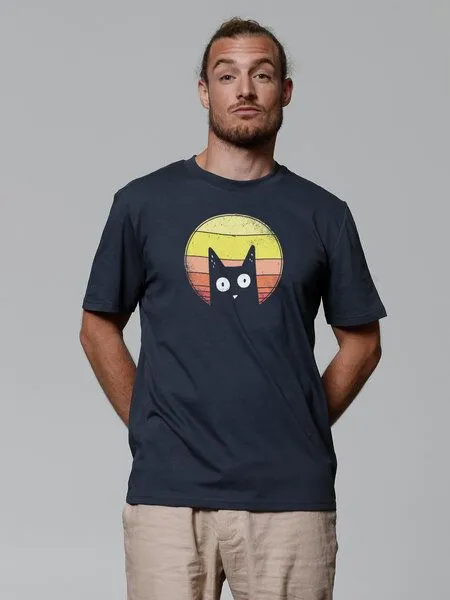 watapparel watapparel T-Shirt Unisex Sunset Cat, India ink grey, – Produktbild 2 von 3