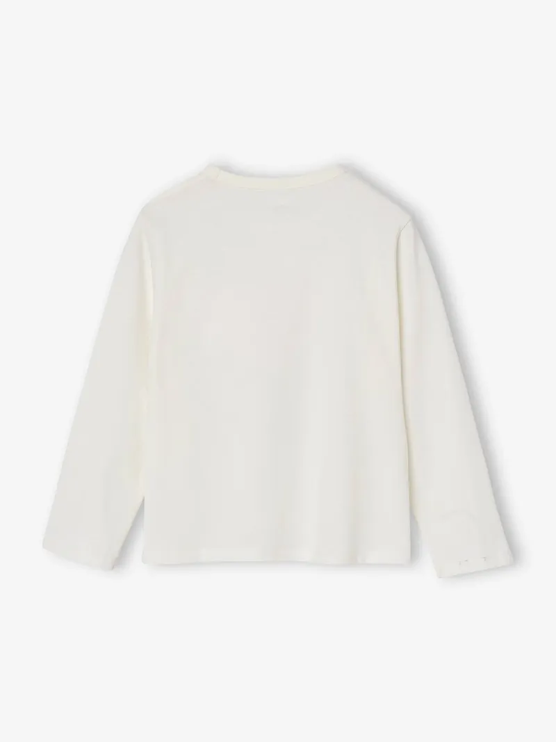 Vertbaudet Mädchen Shirt mit Metallic-Print und Baumwolle, Weiß, – Produktbild 3 von 4