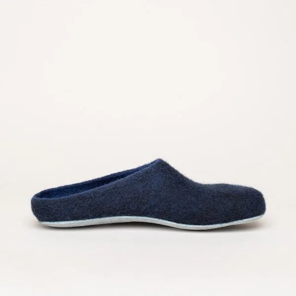 Magicfelt Magicfelt Filz-Hausschuh AP 701 aus 100% Merino-Wolle Pantoffeln für Damen & Herren mit Ledersohle, Dunkel-blau, – Produktbild 2 von 4