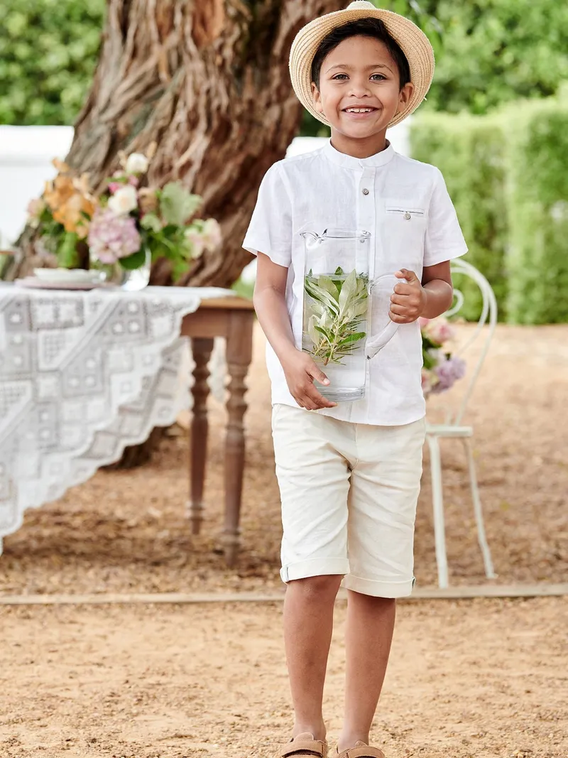 Vertbaudet Festliche Jungen Shorts, Hellbeige, – Produktbild 1 von 4