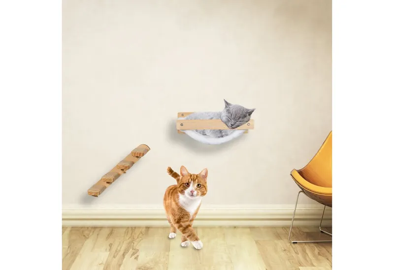 RELAXDAYS RELAXDAYS Katzen-Kletterwand Katzentreppe Wand mit 4 Stufen, Beige|braun, – Produktbild 3 von 5