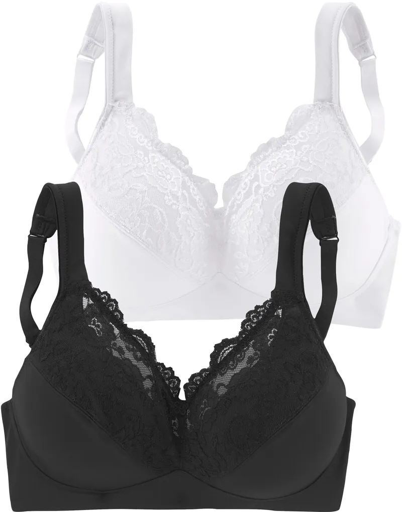 petite fleur by Lascana Bralette-BH weiß+schwarz, Weiß+schwarz, – Produktbild 1 von 3
