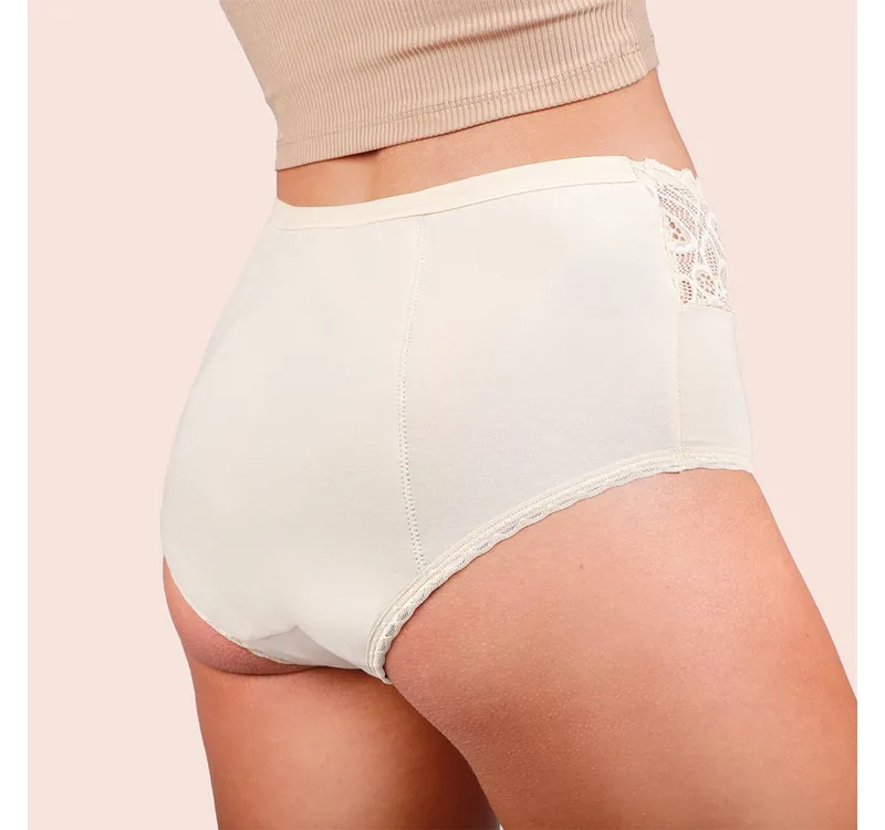 Taynie Taynie Periodenslip Deluxe ultra - Periodenunterwäsche sehr starke Blutung - Damen (1-St., 1er-Pack) Auslaufsichere Periodenunterwäsche / Periodenslip aus Bio Baumwolle, Beige|goldfarben, – Produktbild 5 von 5