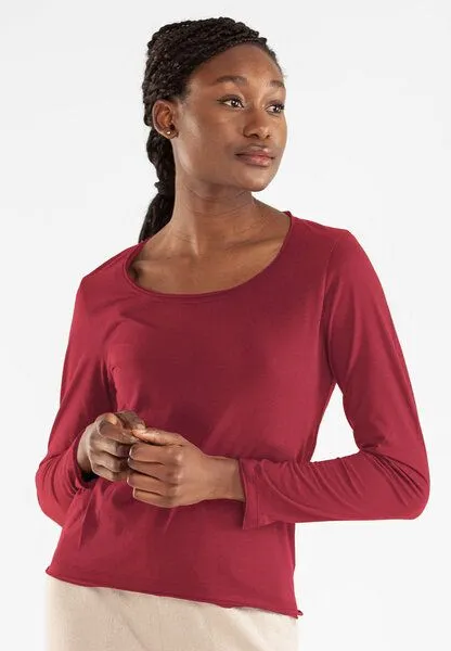 Alma & Lovis Alma & Lovis Smartes Langarmshirt aus Bio-Baumwolle | Smart Shirt, Granat (rot), – Produktbild 1 von 2