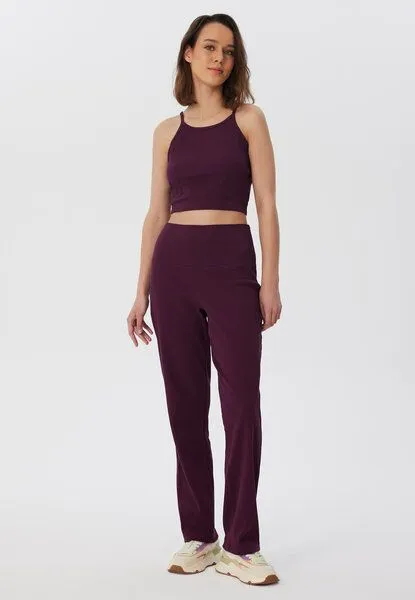 Leela Cotton Leela Cotton Damen Ripp-Hose aus 100% Bio-Baumwolle, Aubergine, – Produktbild 4 von 4