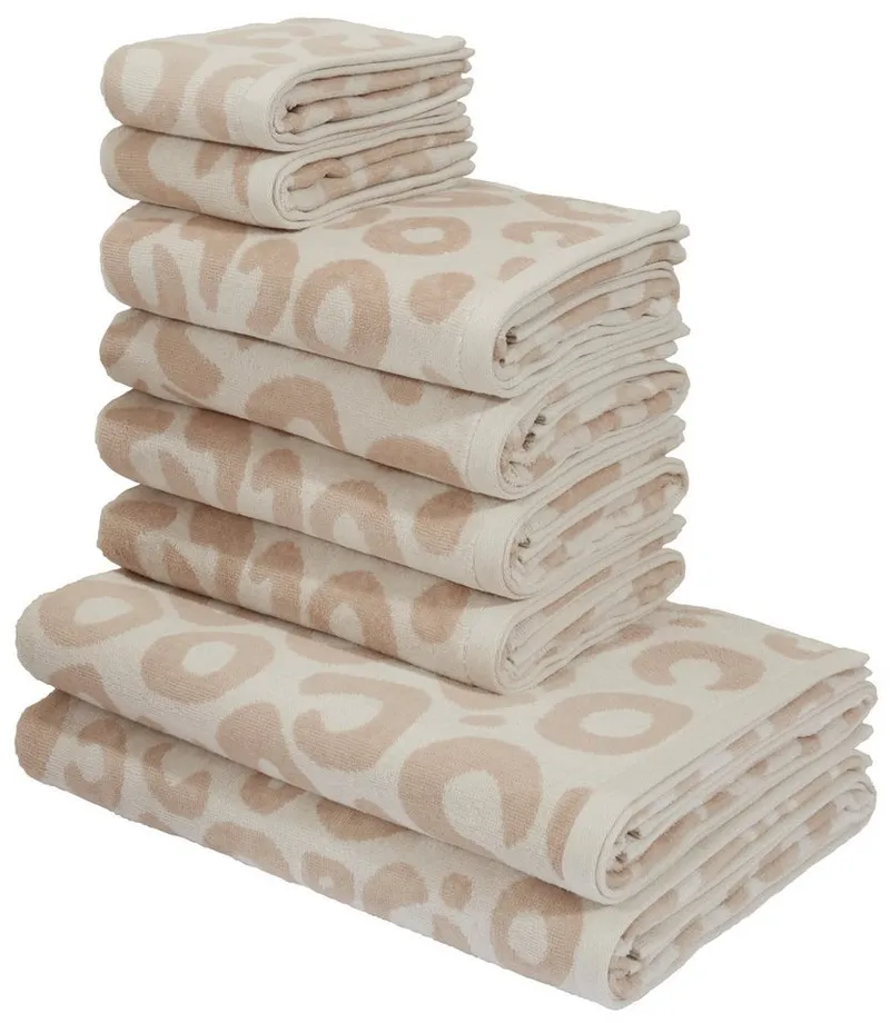 OTTO home Handtuch Set Anna Leopardenmuster, 8-tlg Handtuch-Set, 100% Baumwolle, Frottiervelours (Set, 8-St), Duschtücher, Handtücher und Gästetücher, weich, Braun, – Produktbild 6 von 8