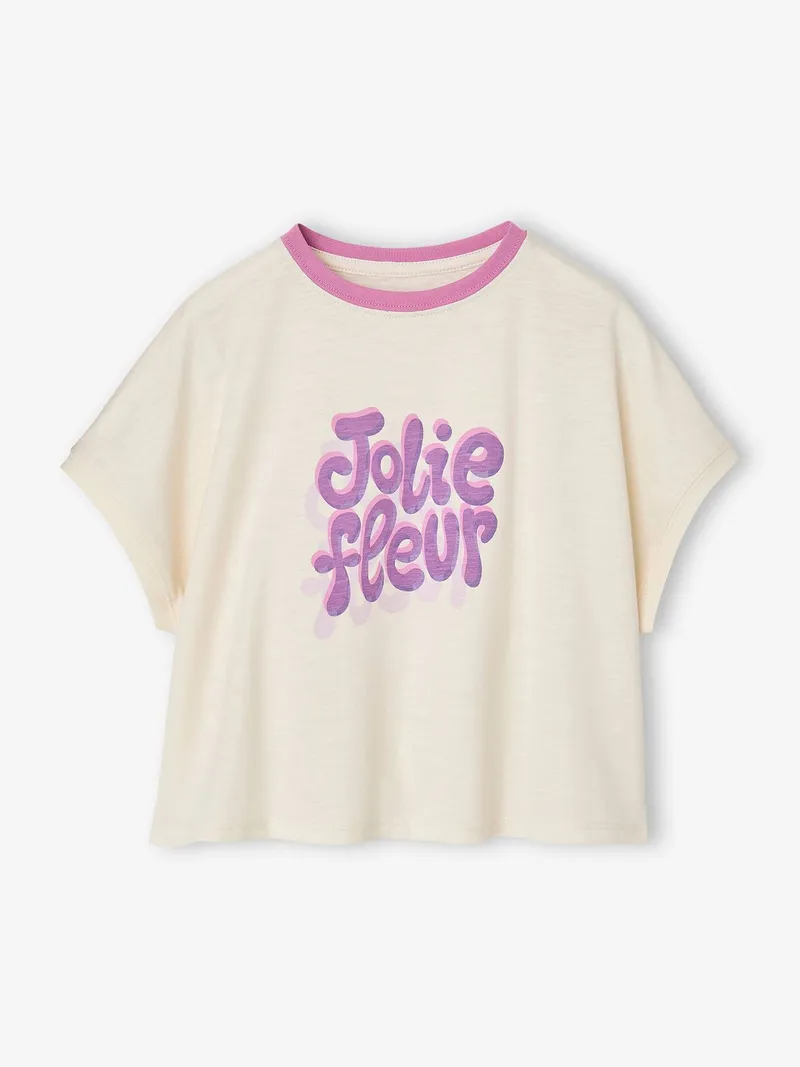 Vertbaudet T-Shirt Kurzarm Mädchen, Wollweiß, – Produktbild 2 von 4