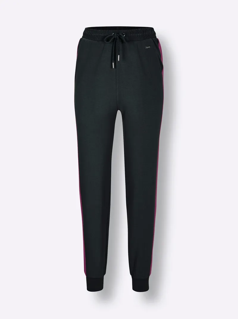 feel good Dehnbund-Hose, Schwarz-malve, – Produktbild 1 von 2