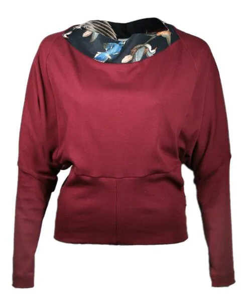 FORMAT FORMAT Pulli, Longsleeve CIRC sweater, Mit vogelprinteinsatz (rot), – Produktbild 2 von 2