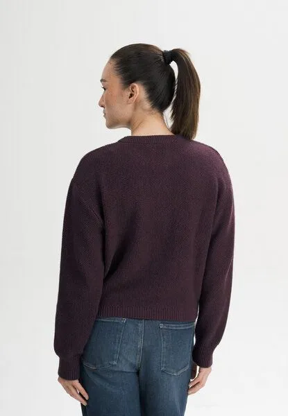 MELA MELA Strukturierter Strickpullover SURIYA aus 100% Bio-Baumwolle, Elderberry melange, – Produktbild 3 von 5