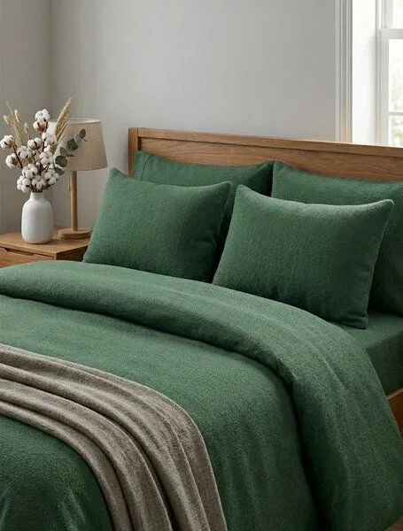 Nature by Adam Nature by Adam Bettbezug „Rio“ aus Baumwolle (kbA) mit Reißverschluss – Made in Germany, Moosgrün, – Produktbild 3 von 4