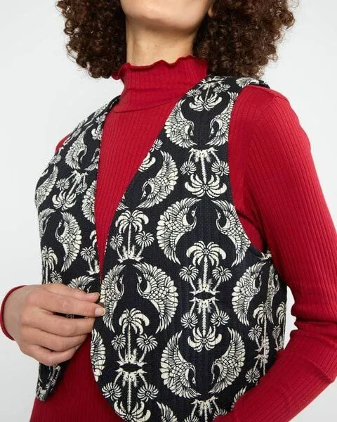 blutsgeschwister Blutsgeschwister Gemusterte Weste - Westcoast Waistcoat, King of skies (schwarz), – Produktbild 1 von 3