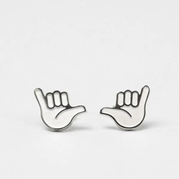 Fyngers Fyngers Ohrstecker aus chirurgischen Edelstahl hochglanzpoliert HANG LOOSE, Silber, – Produktbild 5 von 7