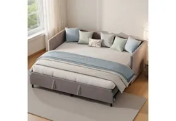 Simurq Schlafsofa Ausziehbares Schlafsofa, Gästebett mit Armlehnen, Tagesbett, Daybett Schlafsofa mit Ausziehbett 90/180x200cm Samt Bezug – Produktbild 1 von 1