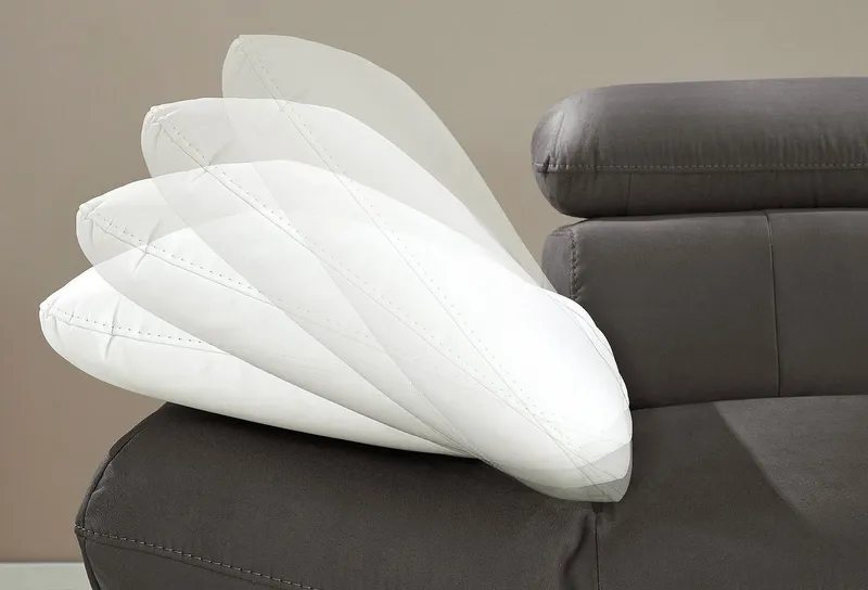 COTTA Ecksofa Solution L-Form, Design Sofa, bequeme Wellenunterfederung, Design Fuß, mit Arm- & Kopfteilverstellung, wahlweise mit Schlaffunktion, Grau, – Produktbild 1 von 5