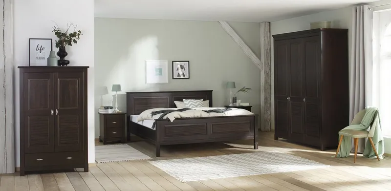 OTTO home Wäscheschrank Rauna (B/H/T ca. 96/155/38 cm) aus massiver Kiefer, FSC®, 2-türig, 96cm breit, Braun, – Produktbild 3 von 5