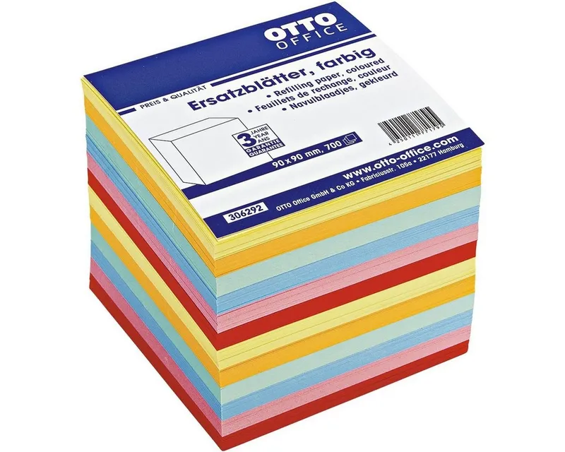 Otto Office Notizzettel, 90x90 mm, 700 Blatt, lose, Blau|bunt|gelb|rot, – Produktbild 1 von 4