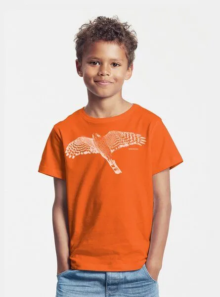 Peaces.bio - handbedruckte Biomode Peaces.bio - handbedruckte Biomode Bio-Kinder T-Shirt Sperber, Orange, – Produktbild 2 von 2