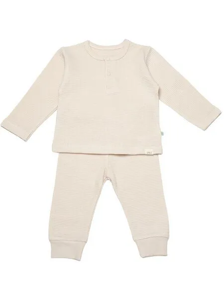 Biorganic Biorganic Waffle Smile Baby Langarmshirt & Hose, Beige, – Produktbild 1 von 4