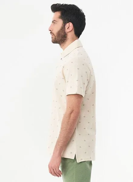 ORGANICATION ORGANICATION Poloshirt aus Bio-Baumwolle mit Allover-Print, Beige, – Produktbild 4 von 4