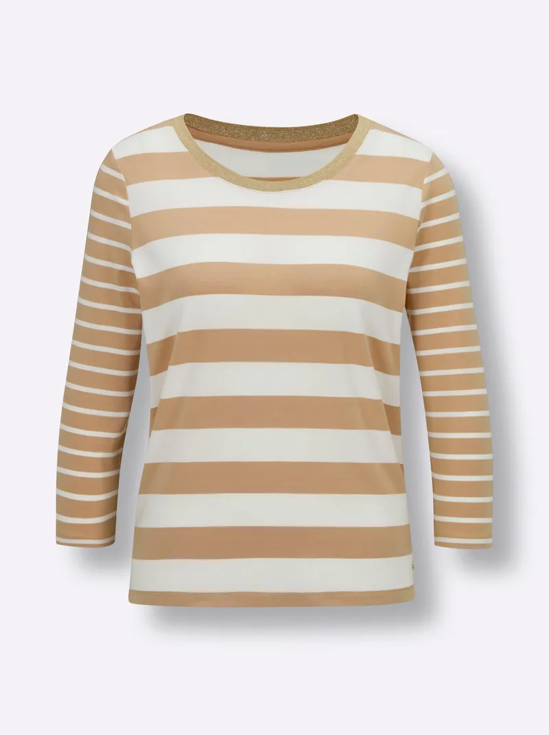 Ringelshirt, Camel-ecru-gestreift, – Produktbild 1 von 2