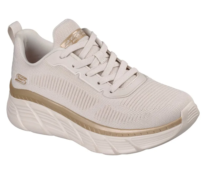 Skechers Skechers BOBS B FLEX HI-FLYING HI Sneaker, Trainingsschuh, Schnürschuh, Freizeitschuh in veganer Verarbeitung, Beige|goldfarben, – Produktbild 3 von 5