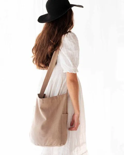 TINTOK TINTOK Mira Canvas Tasche 100 % Bio-Baumwolle GOTS-zertifiziert, Mocha/purple, – Produktbild 4 von 4