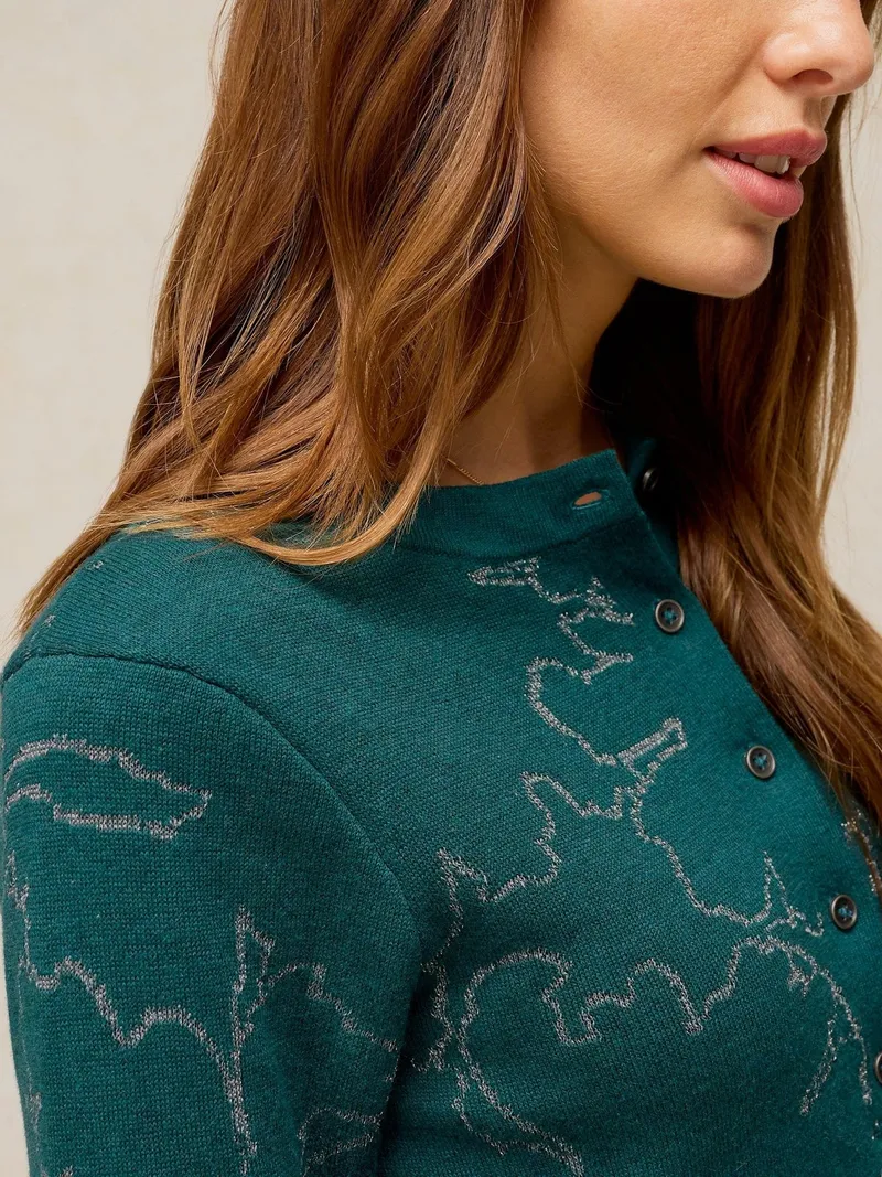 White Stuff White Stuff Glitzer-Cardigan Lois, Mittelblaugrün, – Produktbild 3 von 4