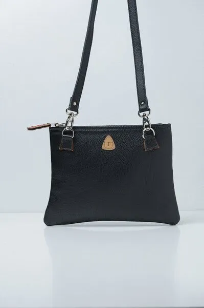 Ritagli di G Ritagli di G Damen Umhängetasche WINNIE Leder - 100% Made in Italy, Schwarz, – Produktbild 2 von 4