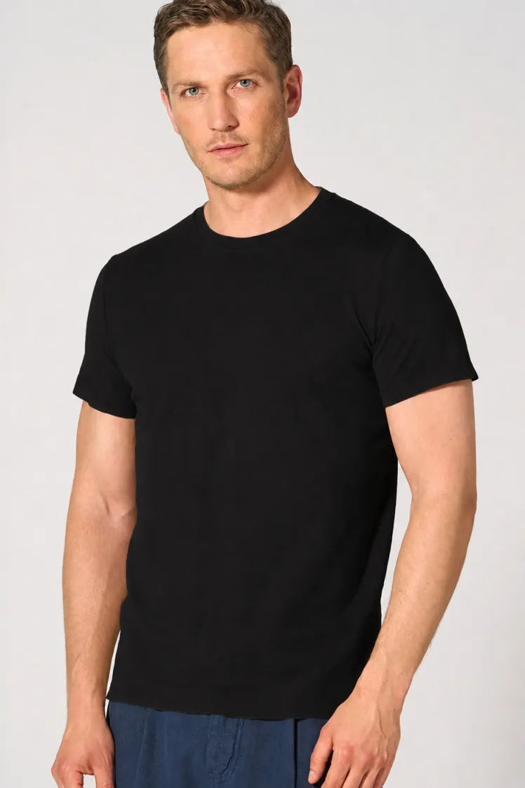 HempAge Hempage Herren vegan T-Shirt Slim Fit Schwarz, Schwarz, – Produktbild 2 von 4